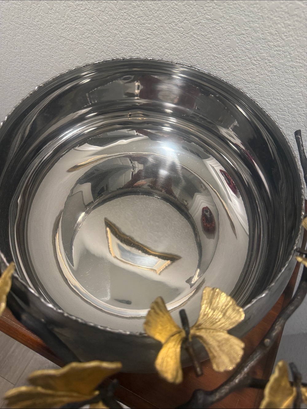 Michael Aram Hand textured SS & Brass Decorative Serving Bowl or Centerpiece - Picture 3 of 6